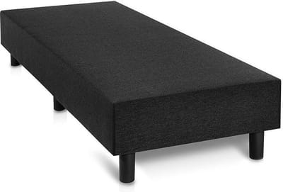 Boxspring Otto lederlook zwart 90x190 zonder matras, zonder hoofdboord en zonder topper.