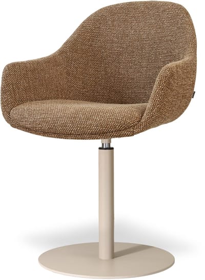 Nolon Niva-Mae Draaibare Tulp Eetkamerstoel Bruin Blend - Beige Onderstel - Armstoel - Scandinavisch - Comfortabel