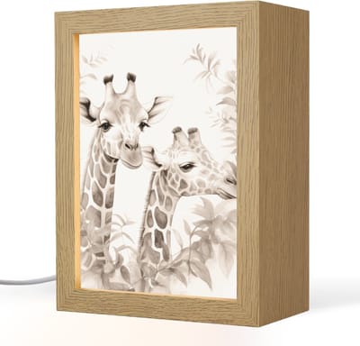 Nachtlampje 15x20 cm - Kinder lampje - Giraffe - Bladeren - Bruin - Jungle - Kind - Tafellamp kinderkamer - Slaapkamer lamp - Bedlamp kinderen - Kinderlampje stopcontact - Wandlamp babykamer - Nachtlampjes