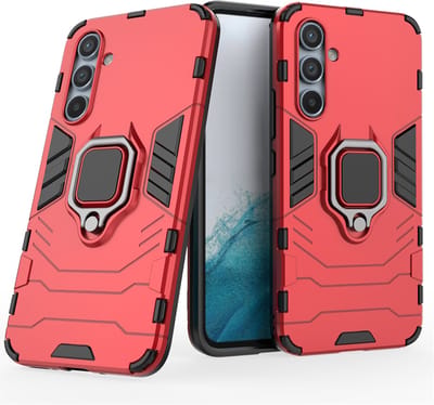 MobyDefend Hoesje - Geschikt voor Samsung Galaxy A54 - Dubbelgelaagde Pantsercase Met Standaard - Rood