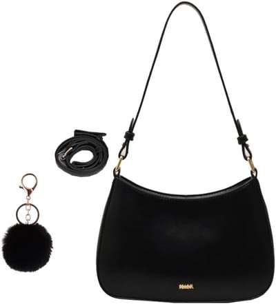 Retro Underarm Tas voor Dames, Leren Clutch en Schoudertas, Kleine Hobo Tas voor Feestjes en Winkelen, Zwart