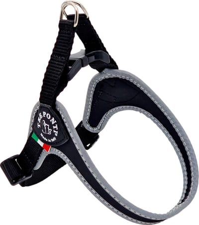 Tre Ponti Fibbia Basic Tuig Zwart&Reflectie - Hondenharnas - 28-37 Cm Tot 3 Kg