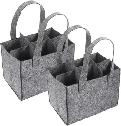Bierdragers en handtas met flesopener voor 6 flessen, ideaal voor wijn en dranken, lichtgrijs, 24 x 16 x 18 cm