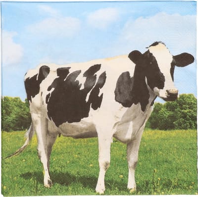 Boerderij thema servetten met koeien print - 20x stuks - 33 x 33 cm - Landelijke tafeldecoratie wegwerp servetjes
