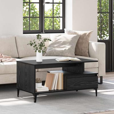 vidaXL - Salontafel - Zwart - Eiken - 90 - x - 49 - x - 45 - cm - Bewerkt - hout