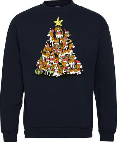 Kersttrui Beagle Hond Christmas Tree | Foute Kersttrui Dames Heren | Kerstcadeau | Kerstpakket | Navy | maat XS