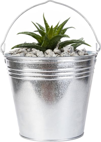 Esschert Design Emmer/plantenpot/bloempot - zink - zilver - D34 x H29 cm