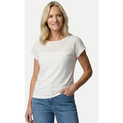 Shirt met kant van katoen en jersey - wit - Gr. 23 van Goldner Fashion