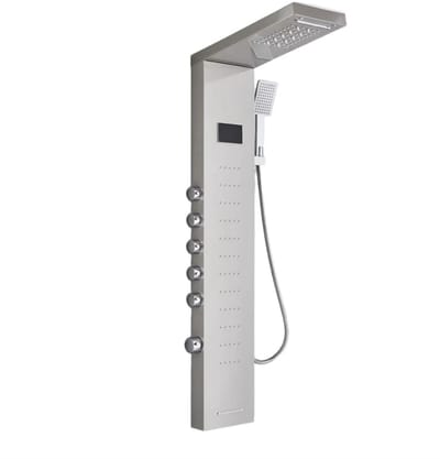 Douchepaneel Opbouwdouche SaniSupreme® Como LCD Premium Zilver Brushed met 2 jaar garantie