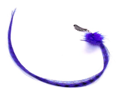 Festival/Ibiza haarclip met veer+lok donkerblauw