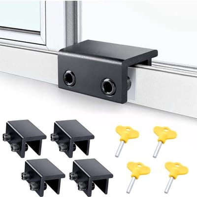 4-delige schuiframenslotenset, geschikt voor horizontale schuiframen, voor thuis/kantoor, zwart.