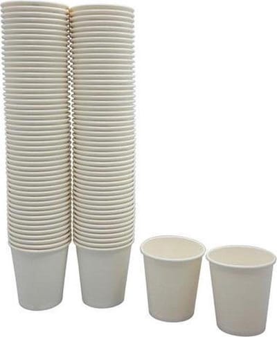 wit -VOORDEELPAK: 100 papieren bekers voor koffie, thee en frisdranken - verpakking van 100 bekers - inhoud 200ML - Wegwerp servies - Wegwerp bekers