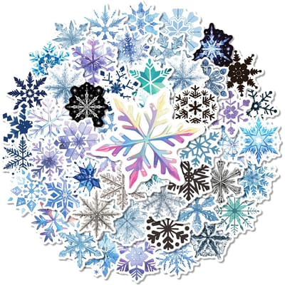 50 stuks Kerstsneeuwvlokken Winter Romantiek Cartoon Stickers Diy Telefoon Gitaar Laptop Notebook Koffer Waterdichte Sticker Kinderspeelgoed
