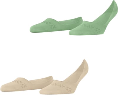 Burlington Everyday 2-Pack onzichtbar eenkleurig katoen multipack footies dames groen - maat 37-38
