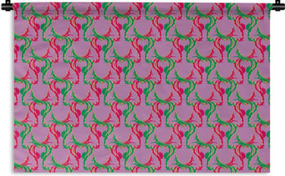 Wandkleed - Wanddoek - Hert - Patroon - Paars - 90x60 cm - Wandtapijt