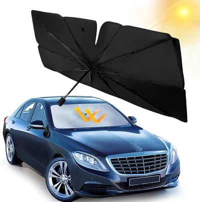 Allecta - Opvouwbaar Zonnescherm voor Auto Voorruit - 145 x 80 cm - UV-Bescherming - Zwart