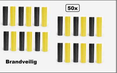 50x Serpentines rollen zwart en geel - Papier - BRANDVERTRAGEND - Carnaval- festival - optocht - feest - party - serpentine - brandvertragend