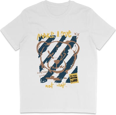 Heren Dames T Shirt - Print en Quote: Make Love No War - Wit - XS