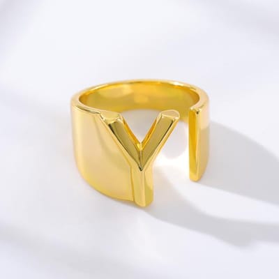 Bagues initiales A-Z pour femmes en acier inoxydable doré avec nom de l'alphabet réglable, bijoux cadeau, bijoux pour femme épais or