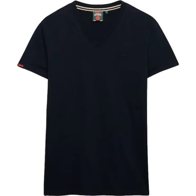 Superdry - Biologisch Katoenen T-shirt met V-hals en Geborduurd Logo - Heren - T-shirts