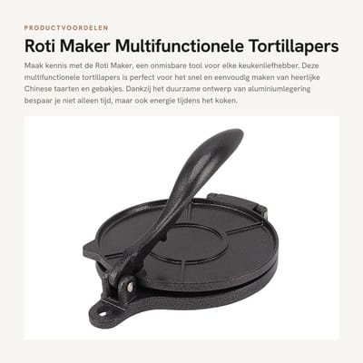 Dailygoods- Tortillapers 20 cm - Duurzaam Aluminium - Multifunctioneel - Veilig en Hygiënisch - Efficiënt Gereedschap - Voor Chinese Taarten - Deegroller