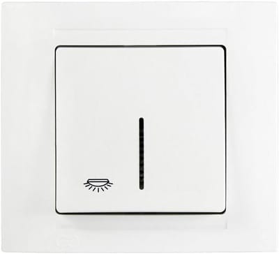 Drukknop Lichtschakelaar - Wandschakelaar Inbouw - Verlichting Bediening - Met Blauwe Verlichting - 82 x 90 mm - Wit