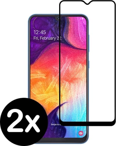 Smartphonica Samsung Galaxy A50 full cover tempered glass screenprotector van gehard glas met afgeronde hoeken - 2 stuks geschikt voor Samsung Galaxy A50