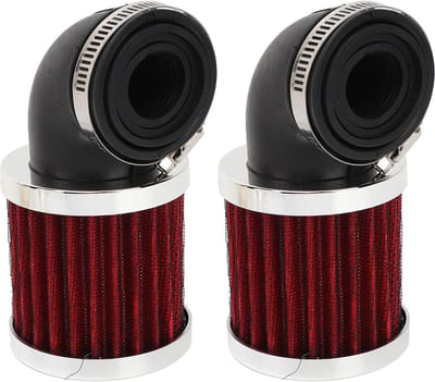 Luchtfilter High Performance 90 Graden Hoek Voor Motorfiets 28mm-48mm Carburateur - Bromfiets - Zilver Rood