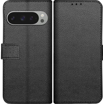 Just in Case hoesje geschikt voor Google Pixel 9 / 9 Pro Hoesje met Pasjeshouder - Bookcase Classic - Zwart