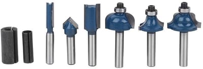 Freesbitset 8 stuks - Houtbewerking gereedschap - Meubel maken - Hogere precisie sneden - 1/4 inch schacht - Donkerblauw