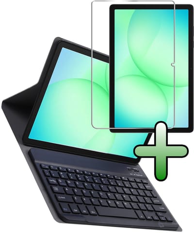 Hoes Geschikt voor Samsung Galaxy Tab A11 Plus - Met Screenprotector - Toetsenbord Case - Keyboard Book Cover - Hoesje - Goud