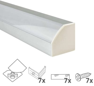 Led strip profiel hoek 3M - 30 mm hoog - Led hoekprofiel - Led profiel - Wit