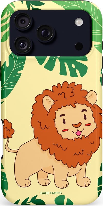 Casetastic hoesje geschikt voor Apple iPhone 17 Pro Max - MagSafe - Dubbellaagse bescherming - Jungle Leeuw Ontwerp - Fashion Case - Crème Groen Terracotta