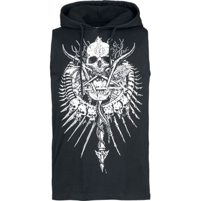 Gothicana Zwarte tanktop met capuchon en vaste trekkoorden - Heren - S