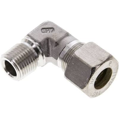 1/2'' NPT Buitendraad x 16S RVS L-Knelfitting 90 graden 400 Bar DIN 2353 - FL2E-MO-ST-012N-16-S