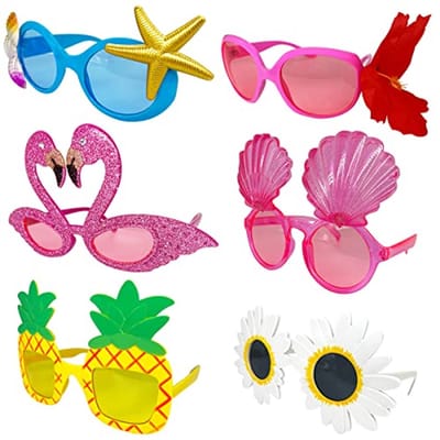 Grappige Hawaiiaanse Feestbril Set - 6 Stuks Zomer Zonnebrillen voor Tropische Feesten