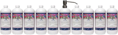 Handzeep Crème Rozen 1 liter - set van 10 stuks - met gratis RVS zilverkleurige pomp - Voordeelverpakking