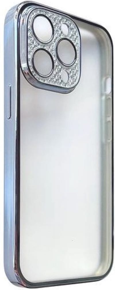 Siliconen Glitter Backcover met ingebouwd Glas voor Cameralens bescherming hoesje- Geschikt voor Appel iPhone 13 - Transparant/Lichtblauw