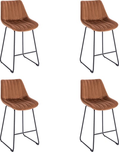 Lina® Vegas Barstoel Bruin - Set van 4 - Velvet - Barkrukken