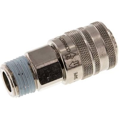 Vernikkeld Messing DN 7.8 Safety Luchtkoppeling Snelkoppeling R 1/2 inch Buitendraad - CLS7-M-BN-SE-012