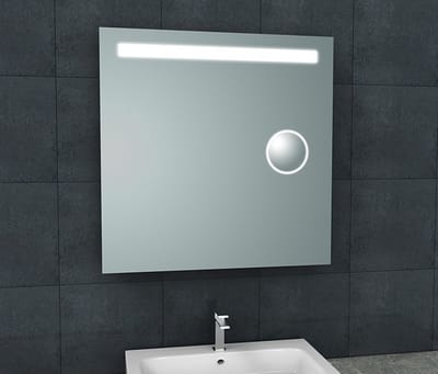 Badkamerspiegel Tigers Vierkant 80x80cm met Geïntegreerde LED Verlichting en Scheerspiegel