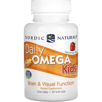 Nordic Naturals, Oméga Quotidien pour Enfants, Arômes Naturels de Fruits, 30 Gélules Molles