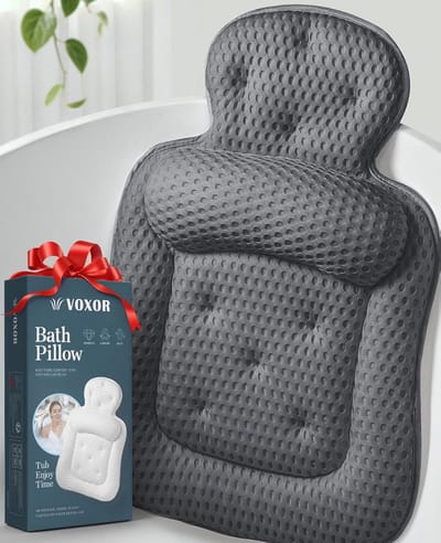 Badkussen Hoofd Nek - Badkuip Kussen - Ontspannen Baden - 54 Antislip Zuignappen - 132 x 41 cm - Grijs