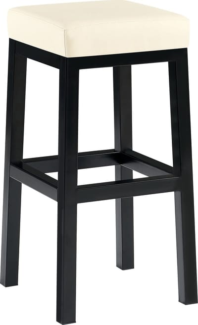 CLP Taylor Barkruk - zwart metalen frame - Zithoogte 78 cm - kunstleer - creme/zwart