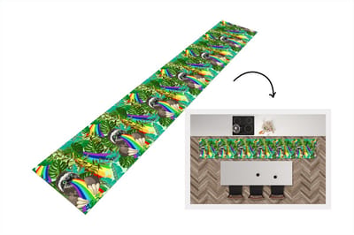 Keukenloper - Loper keuken - Luiaard - Regenboog - Bladeren - Patronen - 300x50 cm - Keukenloper vinyl