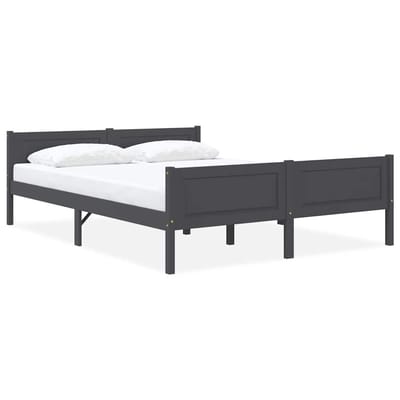 vidaXL - Bedframe - massief - grenenhout - grijs - 160x200 - cm
