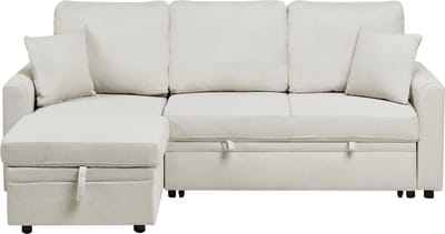 NASSJO - Hoekslaapbank - Lichtbeige - Rechtszijdig - Polyester/Linnen