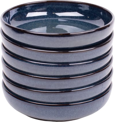 Set van 6 diepe borden - 18 cm - Faro - blauw - Portugees stoneware