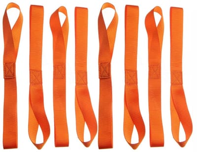 Dailygoods- Spanbanden 8 stuks - Zachte Sjorbanden - Nylon - Universeel - Motorfiets Aanhanger - 25 x 295 mm - Zwart/Oranje