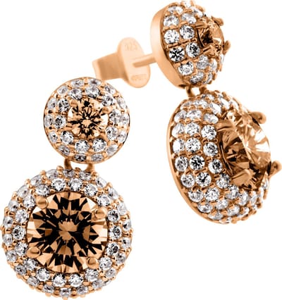 Diamonfire - Zilveren oorhangers Fancy Colors - Zirkonia - Bruin - Rosegoudverguld